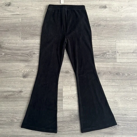 NWT Aerie Groove On Velour Ribbed Flare Pants High Waist Black / Women's XS - Picture 5 of 7